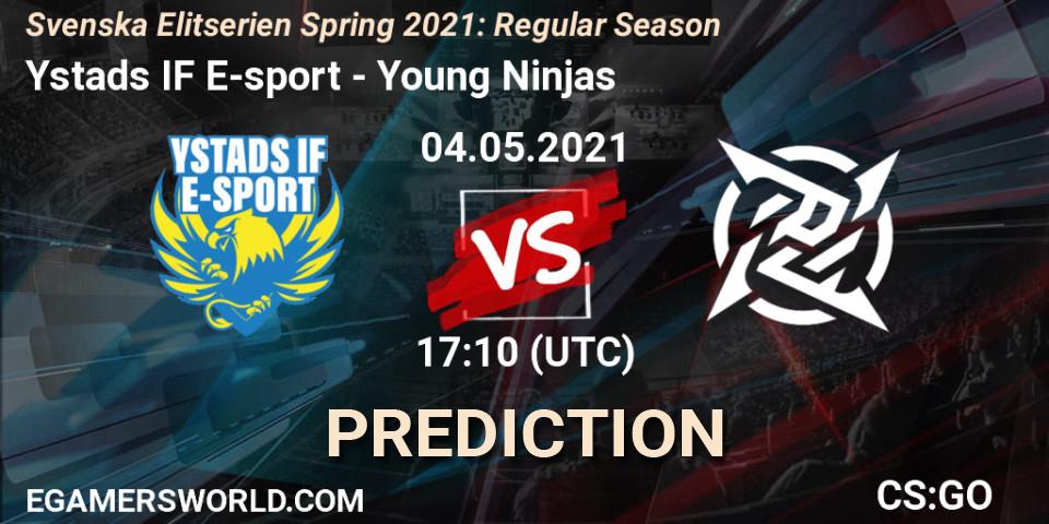 Ystads IF E-sport vs Young Ninjas: Match Prediction. 04.05.2021 at 17:10, Counter-Strike (CS2), Svenska Elitserien Spring 2021: Regular Season