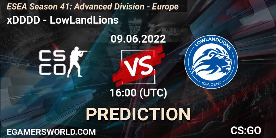 xDDDD vs LowLandLions: Match Prediction. 09.06.2022 at 16:00, Counter-Strike (CS2), ESEA Season 41: Advanced Division - Europe