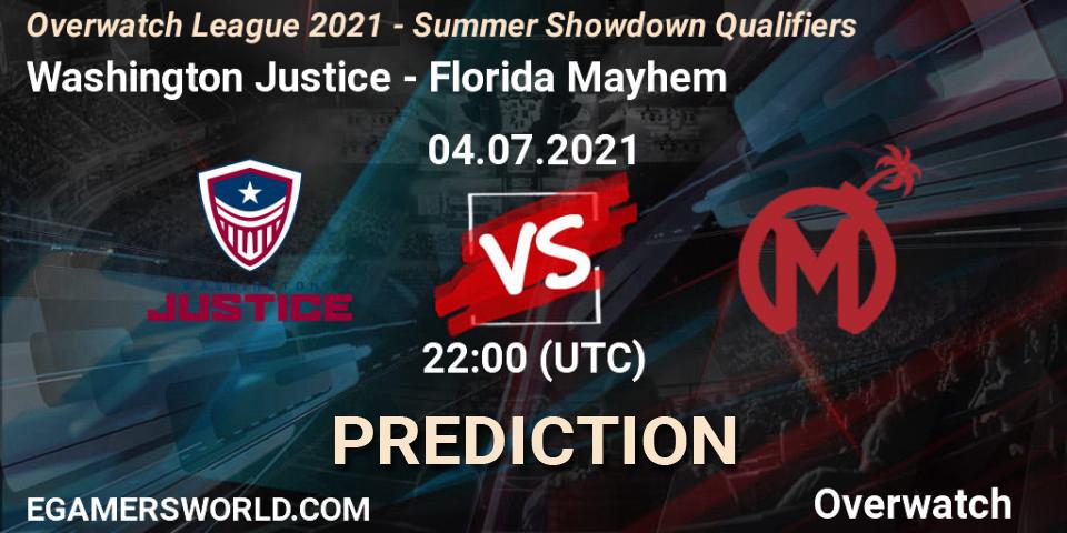 Washington Justice vs Florida Mayhem: Match Prediction. 04.07.2021 at 22:00, Overwatch, Overwatch League 2021 - Summer Showdown Qualifiers
