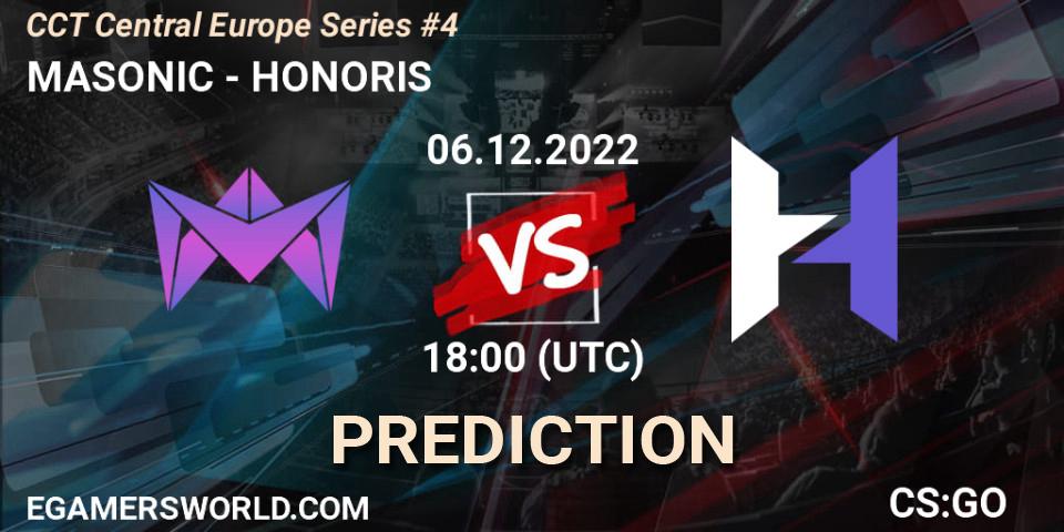MASONIC vs HONORIS: Match Prediction. 06.12.2022 at 15:35, Counter-Strike (CS2), CCT Central Europe Series #4