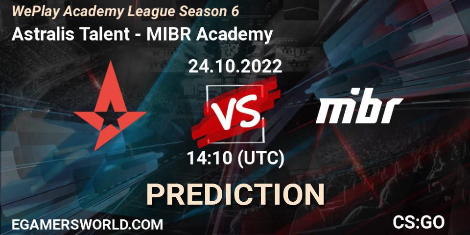 Astralis Talent vs MIBR Academy: Match Prediction. 24.10.2022 at 14:10, Counter-Strike (CS2), WePlay Academy League Season 6