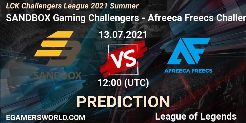 SANDBOX Gaming Challengers vs Afreeca Freecs Challengers: Match Prediction. 13.07.2021 at 12:15, LoL, LCK Challengers League 2021 Summer