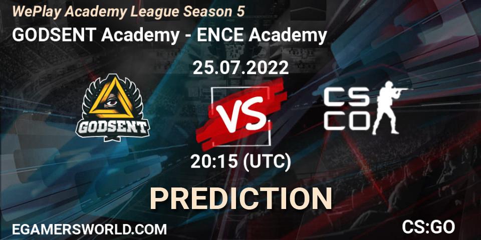 GODSENT Academy vs ENCE Academy: Match Prediction. 25.07.2022 at 20:15, Counter-Strike (CS2), WePlay Academy League Season 5
