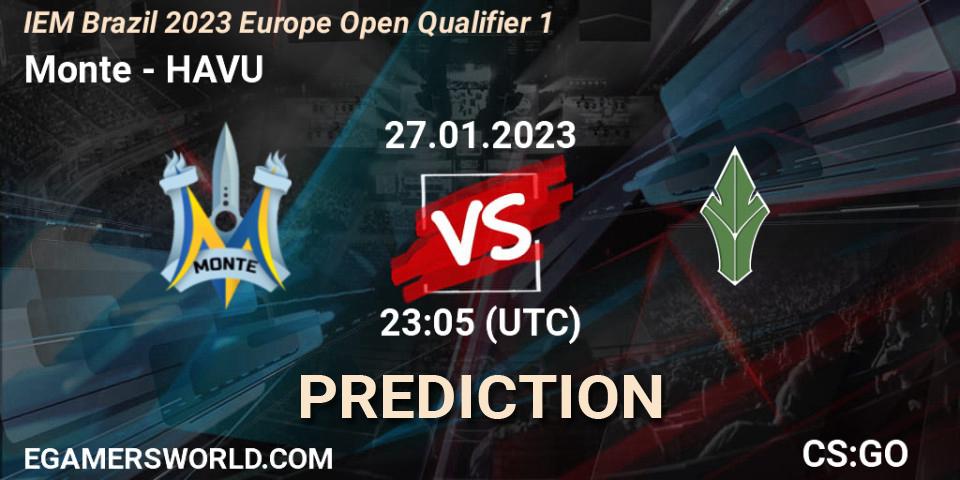 Monte vs HAVU: Match Prediction. 28.01.23, CS2 (CS:GO), IEM Brazil Rio 2023 Europe Open Qualifier 1