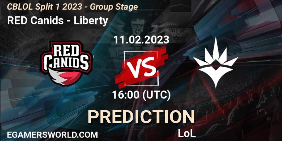 RED Canids vs Liberty: Match Prediction. 11.02.2023 at 16:00, LoL, CBLOL Split 1 2023 - Group Stage