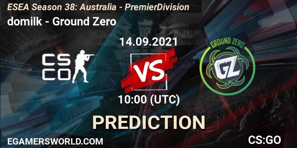domilk vs Ground Zero: Match Prediction. 14.09.2021 at 10:00, Counter-Strike (CS2), ESEA Season 38: Australia - Premier Division
