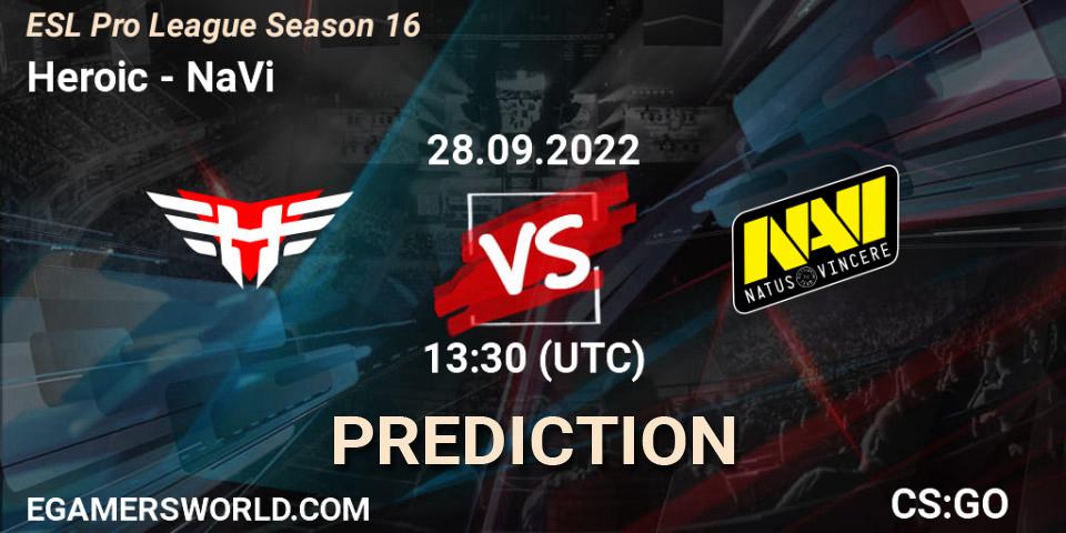 Heroic vs NaVi: Match Prediction. 28.09.22, CS2 (CS:GO), ESL Pro League Season 16