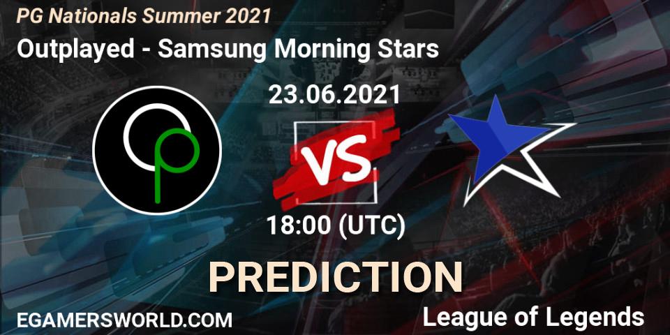 Outplayed vs Samsung Morning Stars: Match Prediction. 23.06.2021 at 18:00, LoL, PG Nationals Summer 2021