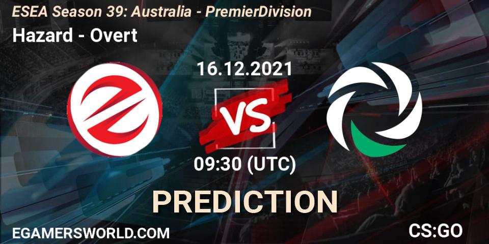 Hazard vs Overt: Match Prediction. 16.12.2021 at 09:30, Counter-Strike (CS2), ESEA Season 39: Australia - Premier Division