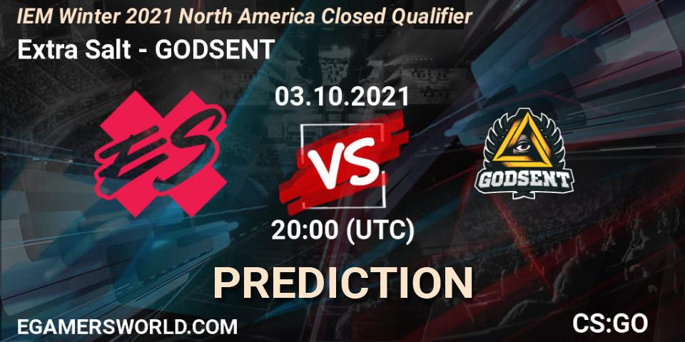 Extra Salt vs GODSENT: Match Prediction. 03.10.2021 at 20:00, Counter-Strike (CS2), IEM Winter 2021 North America Closed Qualifier