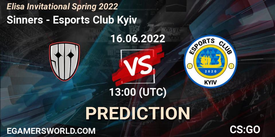 Sinners vs Esports Club Kyiv: Match Prediction. 16.06.2022 at 13:00, Counter-Strike (CS2), Elisa Invitational Spring 2022