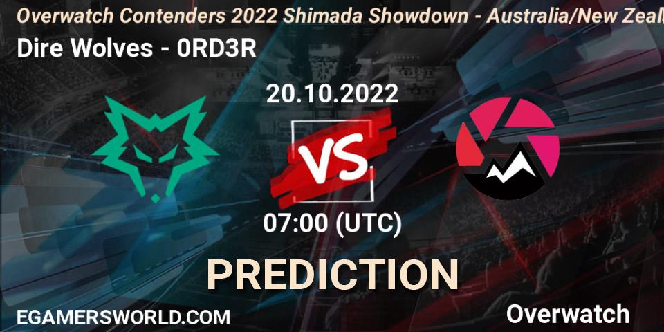 Dire Wolves vs 0RD3R: Match Prediction. 20.10.2022 at 07:00, Overwatch, Overwatch Contenders 2022 Shimada Showdown - Australia/New Zealand - October