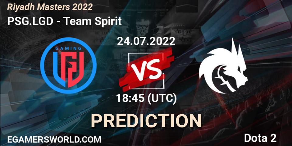 PSG.LGD vs Team Spirit: Match Prediction. 24.07.2022 at 18:52, Dota 2, Riyadh Masters 2022