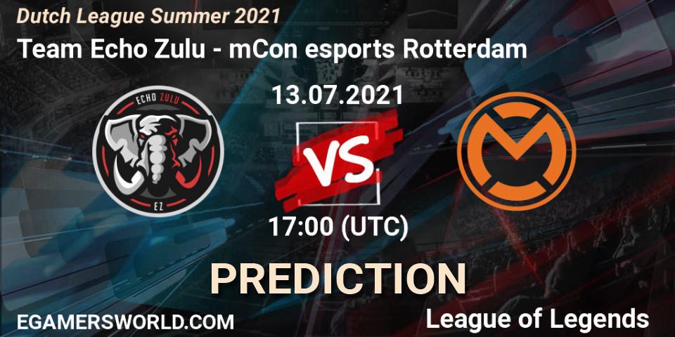 Team Echo Zulu vs mCon esports Rotterdam: Match Prediction. 13.07.2021 at 17:00, LoL, Dutch League Summer 2021