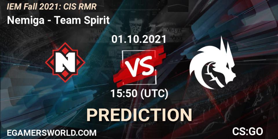 Nemiga vs Team Spirit: Match Prediction. 01.10.2021 at 15:50, Counter-Strike (CS2), IEM Fall 2021: CIS RMR