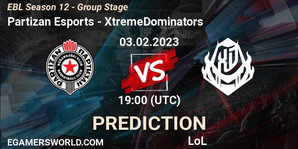Partizan Esports vs XtremeDominators: Match Prediction. 03.02.23, LoL, EBL Season 12 - Group Stage