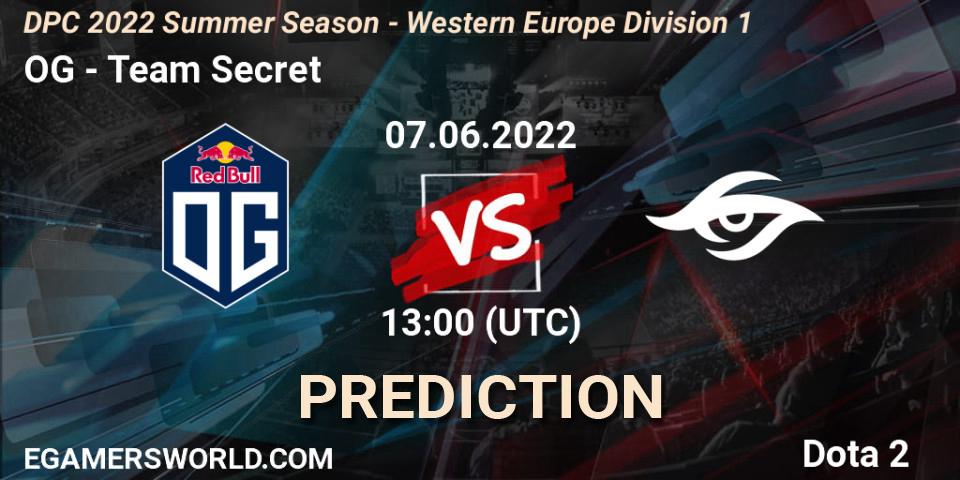 OG vs Team Secret: Match Prediction. 07.06.2022 at 12:55, Dota 2, DPC WEU 2021/2022 Tour 3: Division I