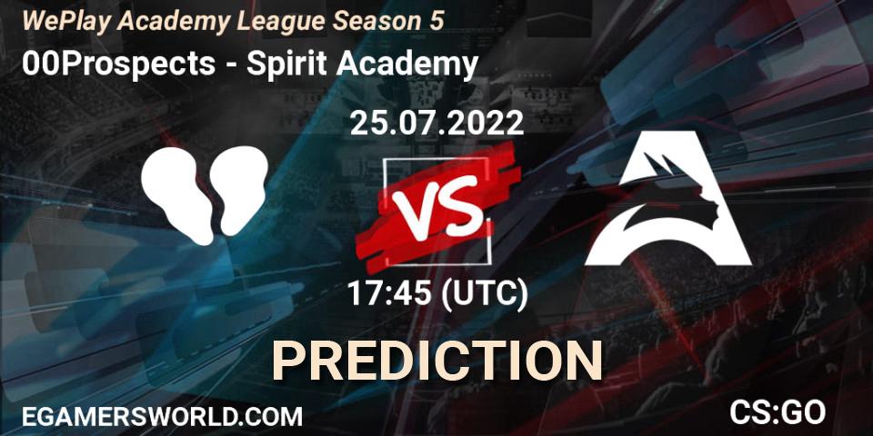 00Prospects vs Spirit Academy: Match Prediction. 25.07.22, CS2 (CS:GO), WePlay Academy League Season 5