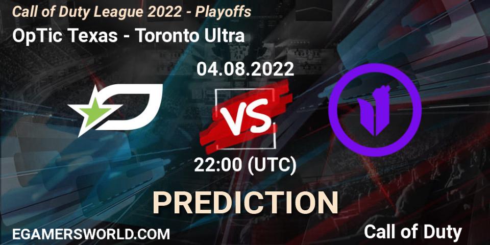 OpTic Texas vs Toronto Ultra: Match Prediction. 05.08.22, Call of Duty, Call of Duty League 2022 - Playoffs
