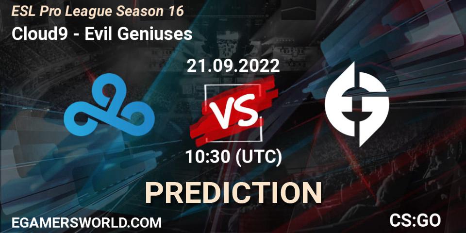 Cloud9 vs Evil Geniuses: Match Prediction. 21.09.22, CS2 (CS:GO), ESL Pro League Season 16