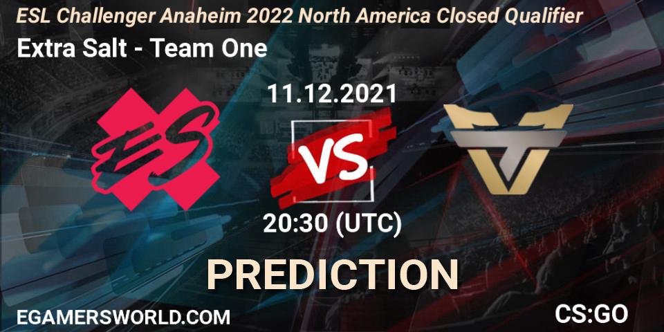 Extra Salt vs Team One: Match Prediction. 11.12.2021 at 20:30, Counter-Strike (CS2), ESL Challenger Anaheim 2022 North America Closed Qualifier