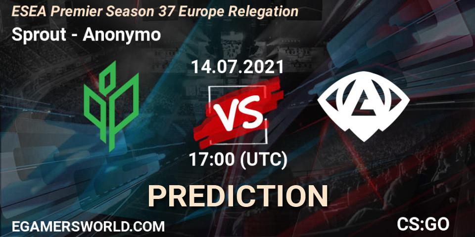 Sprout vs Anonymo: Match Prediction. 14.07.2021 at 17:00, Counter-Strike (CS2), ESEA Premier Season 37 Europe Relegation
