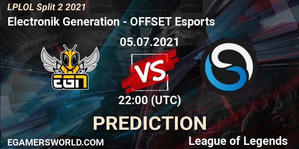 Electronik Generation vs OFFSET Esports: Match Prediction. 05.07.2021 at 22:00, LoL, LPLOL Split 2 2021