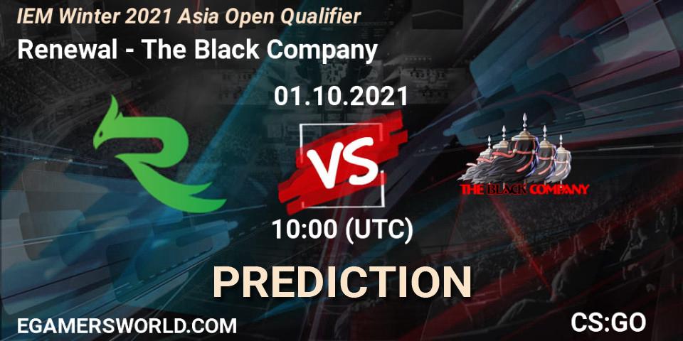 Renewal vs The Black Company: Match Prediction. 01.10.2021 at 11:30, Counter-Strike (CS2), IEM Winter 2021 Asia Open Qualifier