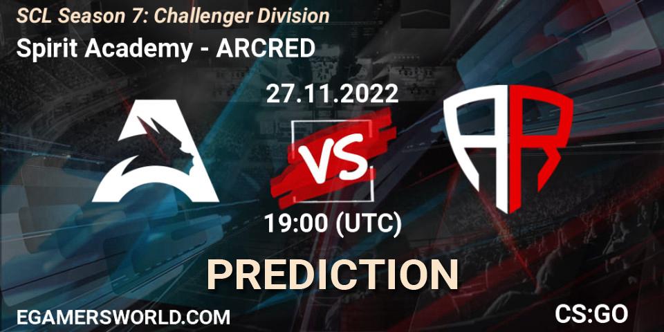 Spirit Academy vs ARCRED: Match Prediction. 28.11.22, CS2 (CS:GO), SCL Season 7: Challenger Division