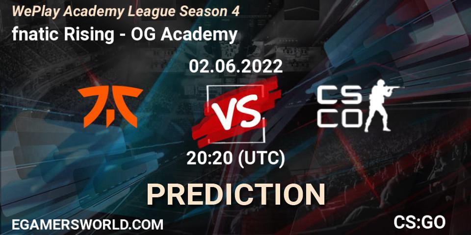 fnatic Rising vs OG Academy: Match Prediction. 02.06.2022 at 20:20, Counter-Strike (CS2), WePlay Academy League Season 4