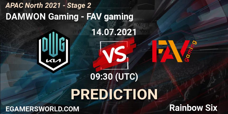 DAMWON Gaming vs FAV gaming: Match Prediction. 14.07.2021 at 09:30, Rainbow Six, APAC North 2021 - Stage 2