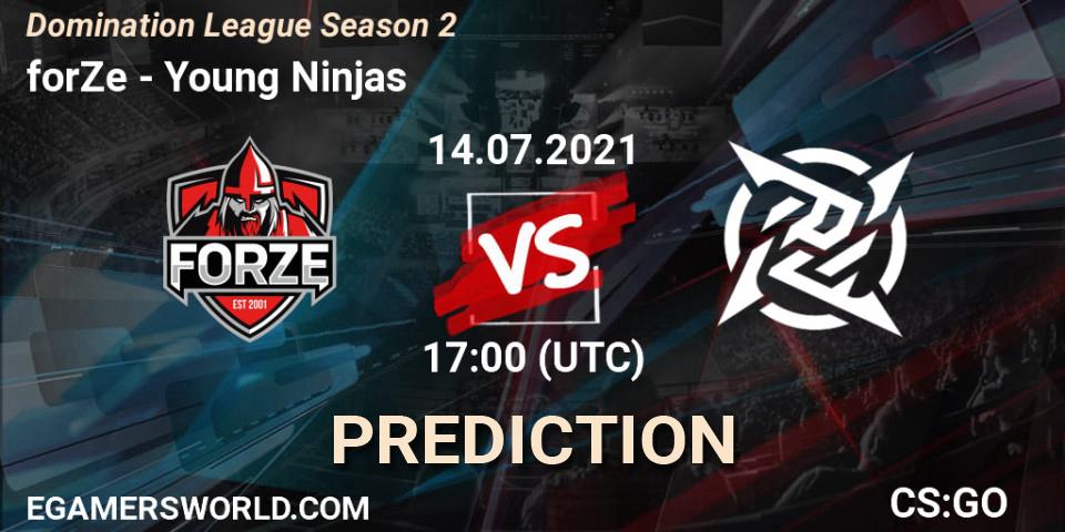 forZe vs Young Ninjas: Match Prediction. 14.07.2021 at 18:00, Counter-Strike (CS2), Domination League Season 2