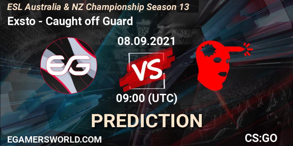 Exsto vs Caught off Guard: Match Prediction. 08.09.21, CS2 (CS:GO), ESL Australia & NZ Championship Season 13