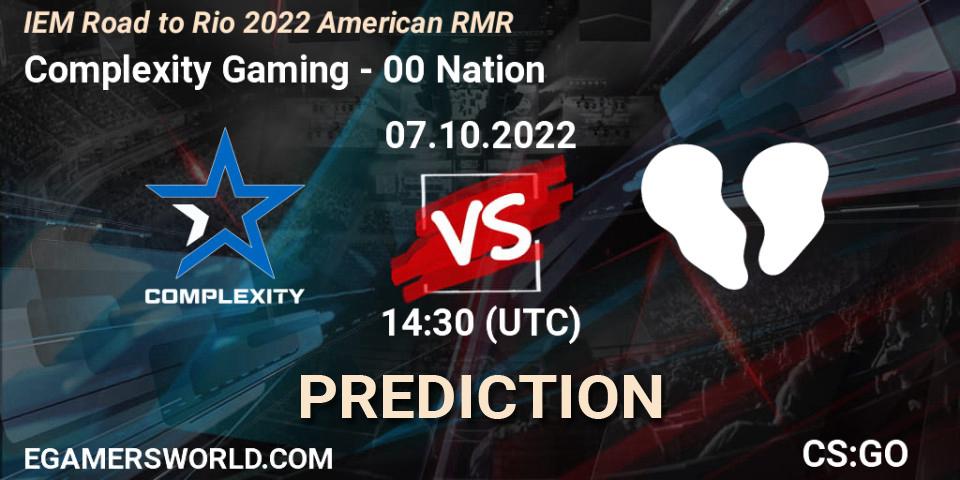 Complexity Gaming vs 00 Nation: Match Prediction. 07.10.22, CS2 (CS:GO), IEM Road to Rio 2022 American RMR