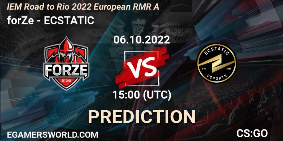 forZe vs ECSTATIC: Match Prediction. 06.10.22, CS2 (CS:GO), IEM Road to Rio 2022 European RMR A