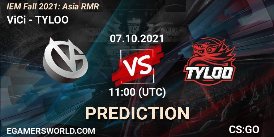 ViCi vs TYLOO: Match Prediction. 07.10.2021 at 11:00, Counter-Strike (CS2), IEM Fall 2021: Asia RMR
