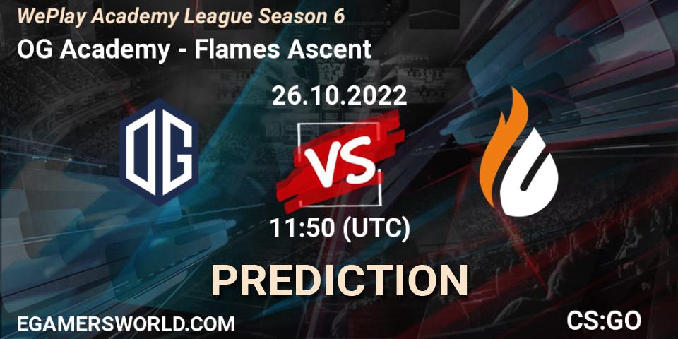 OG Academy vs Flames Ascent: Match Prediction. 26.10.2022 at 11:50, Counter-Strike (CS2), WePlay Academy League Season 6