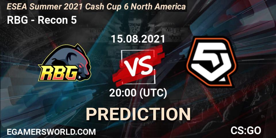 RBG vs Recon 5: Match Prediction. 15.08.21, CS2 (CS:GO), ESEA Cash Cup: North America - Summer 2021 #6