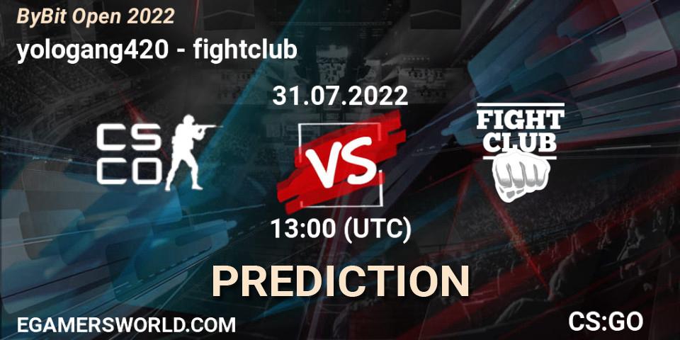 yologang420 vs fightclub: Match Prediction. 31.07.22, CS2 (CS:GO), Esportal Bybit Open 2022