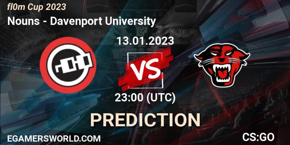 Nouns vs Davenport University: Match Prediction. 13.01.2023 at 23:00, Counter-Strike (CS2), fl0m Cup 2023