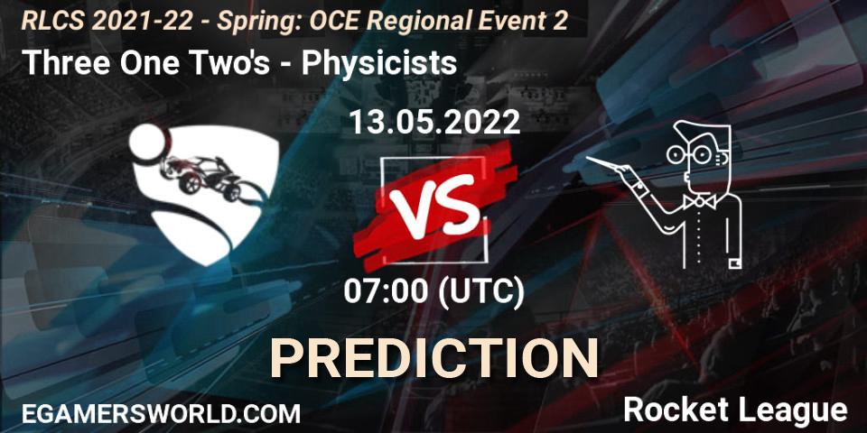Three One Two's vs Physicists: Match Prediction. 13.05.2022 at 07:00, Rocket League, RLCS 2021-22 - Spring: OCE Regional Event 2