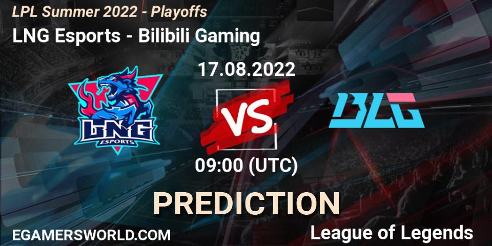 LNG Esports vs Bilibili Gaming: Match Prediction. 17.08.2022 at 09:00, LoL, LPL Summer 2022 - Playoffs