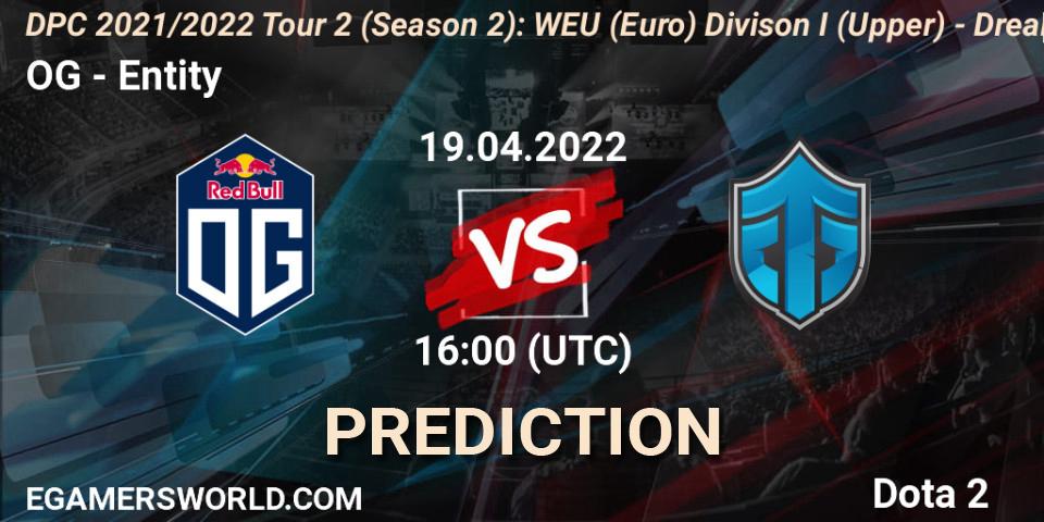 OG vs Entity: Match Prediction. 19.04.2022 at 15:55, Dota 2, DPC 2021/2022 Tour 2 (Season 2): WEU (Euro) Divison I (Upper) - DreamLeague Season 17