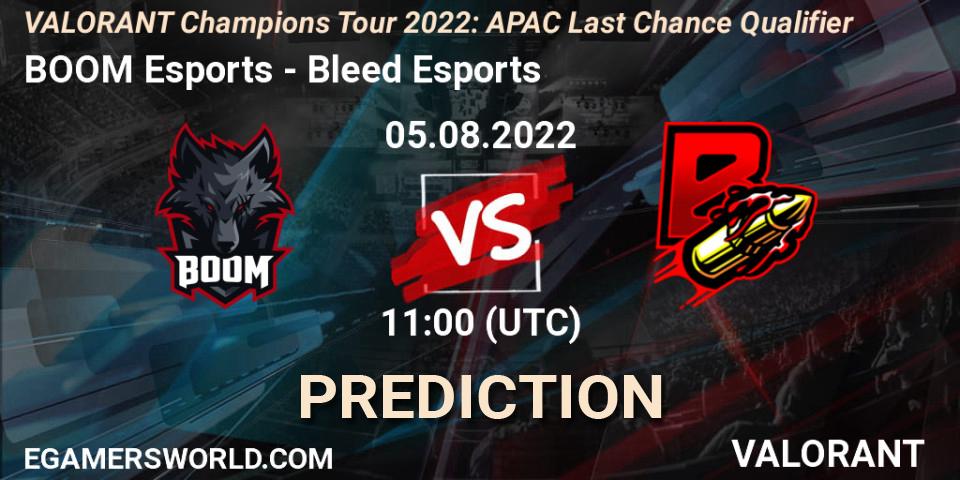 BOOM Esports vs Bleed Esports: Match Prediction. 05.08.22, VALORANT, VCT 2022: APAC Last Chance Qualifier