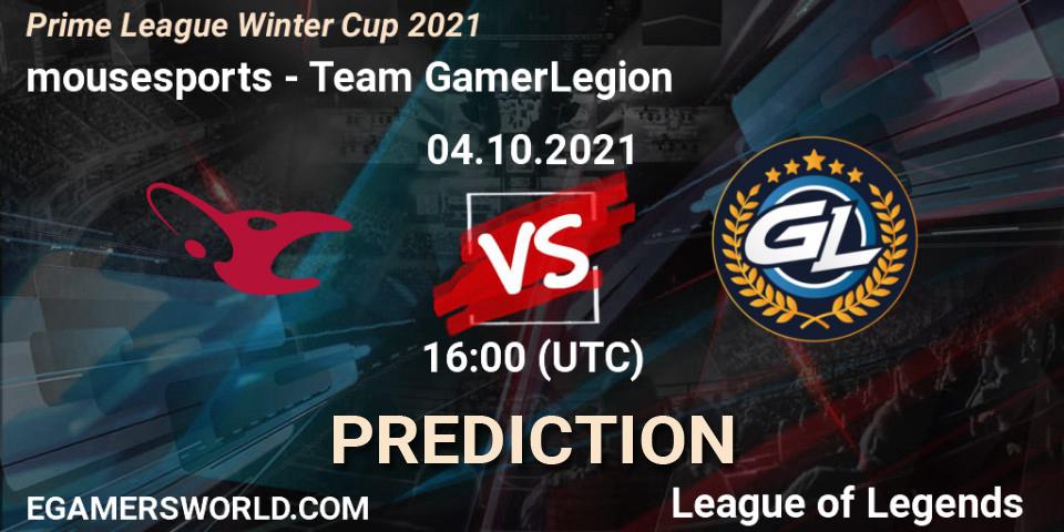 mousesports vs Team GamerLegion: Match Prediction. 04.10.2021 at 16:00, LoL, Prime League Winter Cup 2021