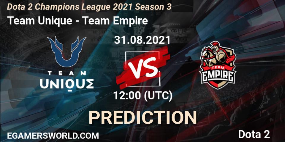 Team Unique vs Team Empire: Match Prediction. 31.08.2021 at 12:02, Dota 2, Dota 2 Champions League 2021 Season 3