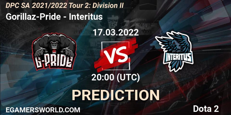 Gorillaz-Pride vs Interitus: Match Prediction. 17.03.2022 at 19:00, Dota 2, DPC 2021/2022 Tour 2: SA Division II (Lower)