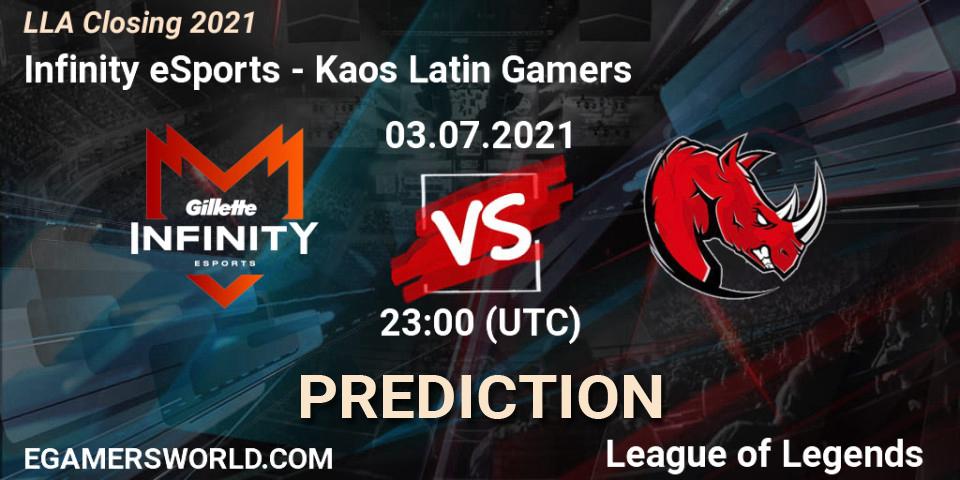 Infinity eSports vs Kaos Latin Gamers: Match Prediction. 04.07.2021 at 00:00, LoL, LLA Closing 2021