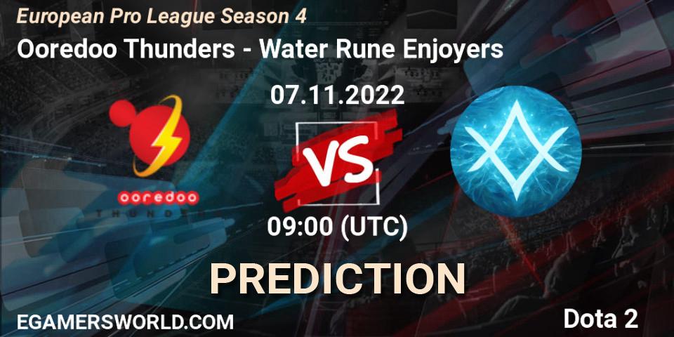 Ooredoo Thunders vs Water Rune Enjoyers: Match Prediction. 07.11.2022 at 10:08, Dota 2, European Pro League Season 4