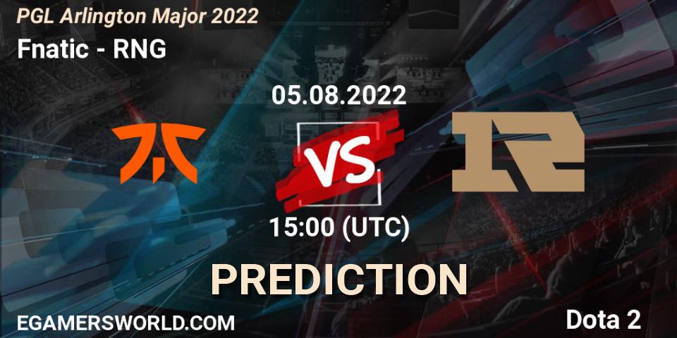Fnatic vs RNG: Match Prediction. 05.08.22, Dota 2, PGL Arlington Major 2022 - Group Stage